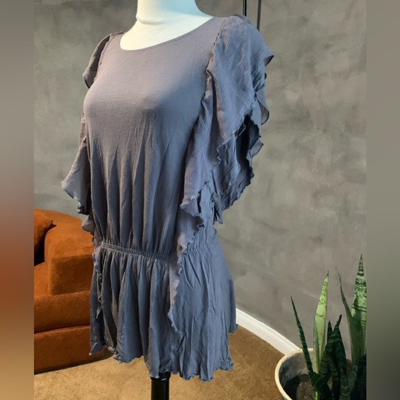 Promod Charcoal Ruffle Blouse - Picture 3 of 7